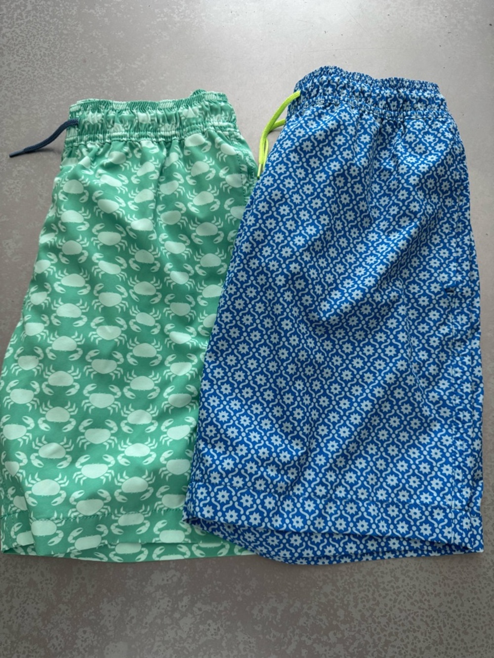 CrewCuts Swim Shorts - Blue Geo & Mint Crab Print!